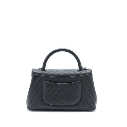 Chanel Medium Coco Handle Chevron Caviar Black