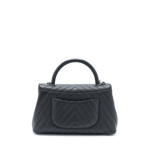 Chanel Medium Coco Handle Chevron Caviar Black