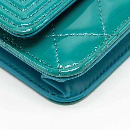 Chanel Boy Wallet on Chain Patent Green