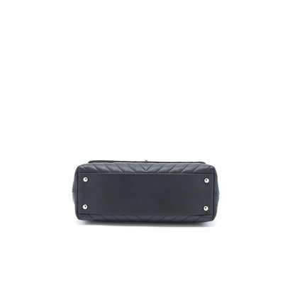 Chanel Medium Coco Handle Chevron Caviar Black