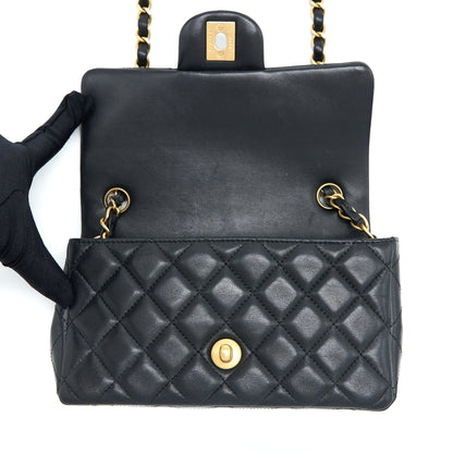 Chanel Mini Rectangular Flap Bag Lambskin Black