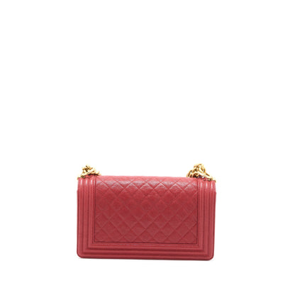 Chanel Medium Boy Bag Grained Calfskin Red Brushed