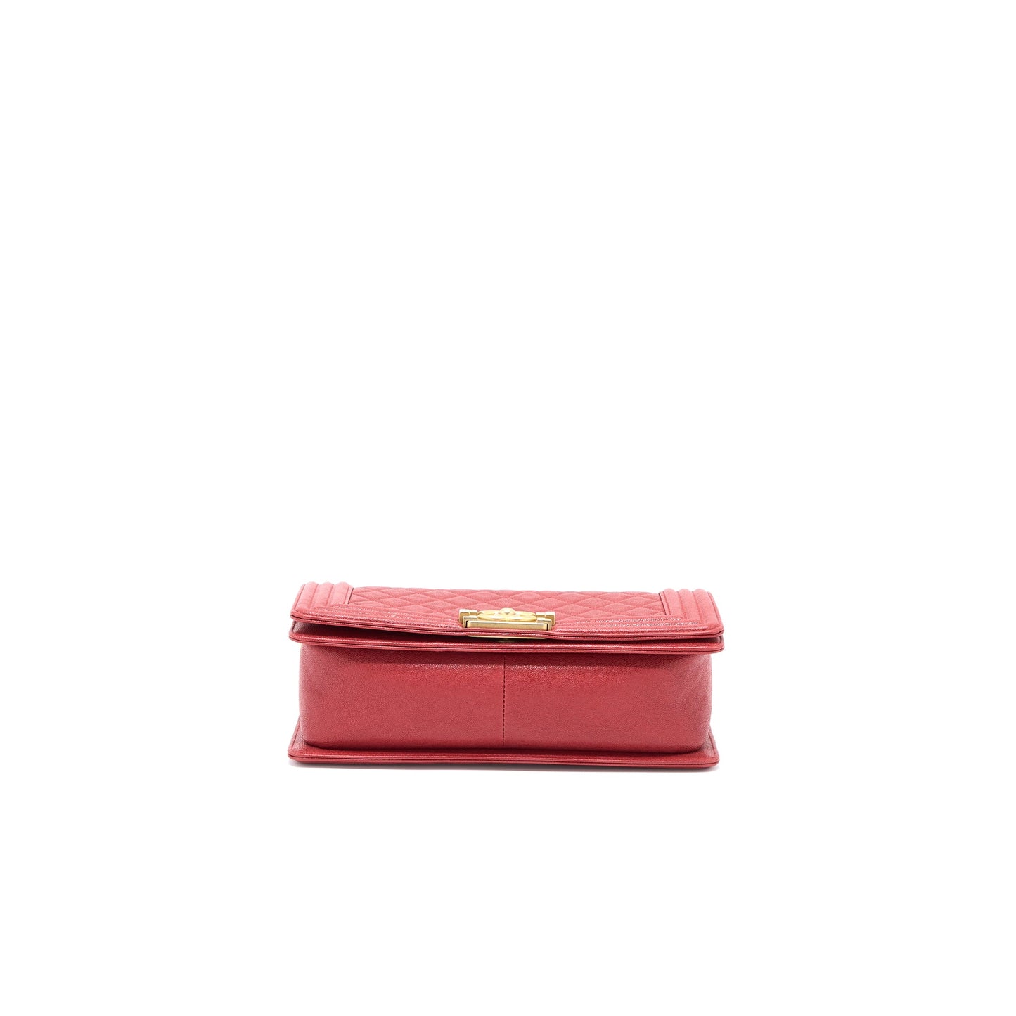 Chanel Medium Boy Bag Grained Calfskin Red Brushed