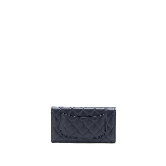 Chanel Classic Flap Long Wallet Caviar Dark Blue L