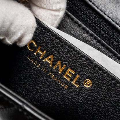 Chanel mini rectangular flap bag lambskin black L (Microchip)