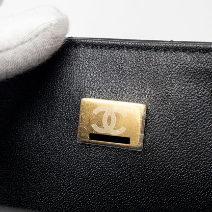 Chanel mini rectangular flap bag lambskin black L (Microchip)