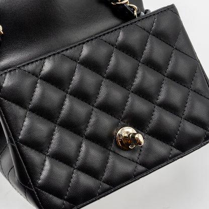 Chanel mini square flap bag lambskin black L (microchip)