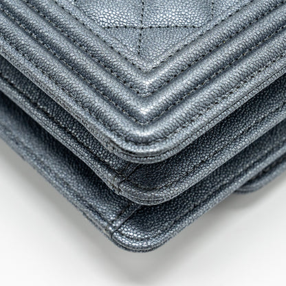Chanel North South Boy Bag caviar metallic grey