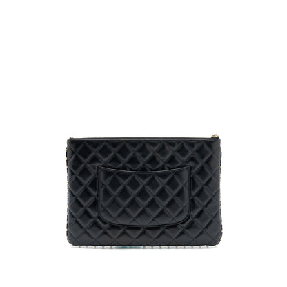 Chanel O-Case Pouch Pearl/Aged Calfskin Black L