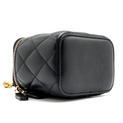 Chanel pearl crush mini vanity with chain lambskin Black