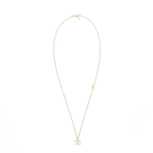 Chanel mini CC logo necklace with crystal L