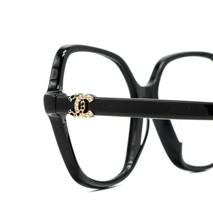 Chanel 3421 Square Glasses CC Logo with Crystal Black L