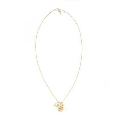 Chanel 21A metal plate and crystal necklace brushed L