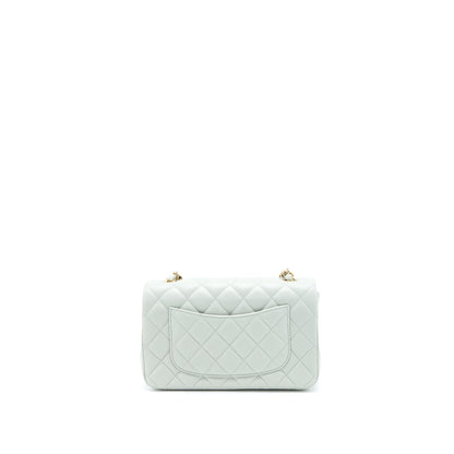 Chanel 23C Mini Rectangular Flap Bag Lambskin Light Grey L (Microchip)