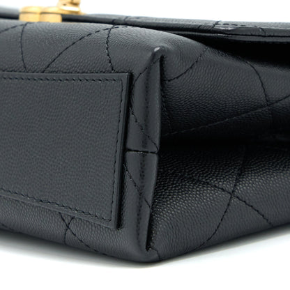 Chanel Detail Chain Flap Bag Grained Calfskin Black  (Microchip)