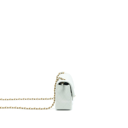 Chanel 23C Mini Rectangular Flap Bag Lambskin Light Grey L (Microchip)