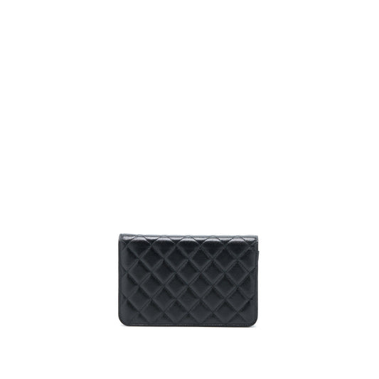Chanel 22B Detail CC Logo Wallet On Chain Caviar Black L (Microchip)