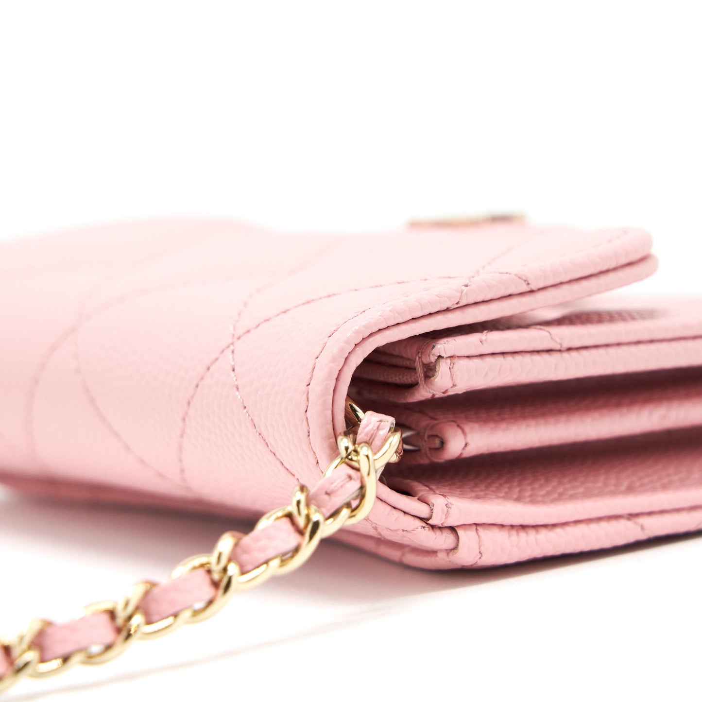 Chanel Card Holder On Chain Caviar Pink L