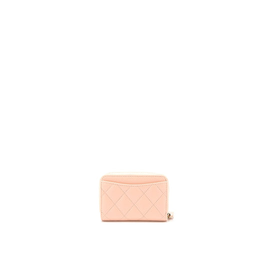 Chanel Zip Card Holder Lambskin Light Pink L