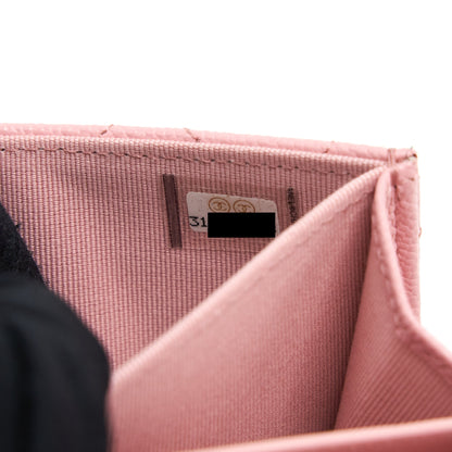 Chanel Card Holder On Chain Caviar Pink L