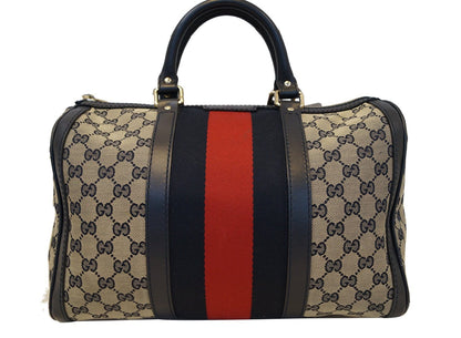 GUCCI Vintage Web Medium Original GG Boston Bag with Signature Web