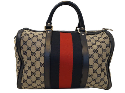 GUCCI Vintage Web Medium Original GG Boston Bag with Signature Web
