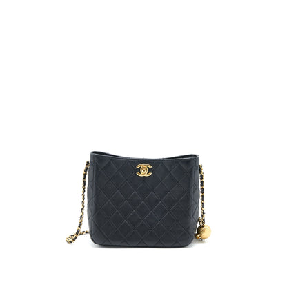 Chanel 23C Pearl Crush Hobo Bag Lambskin Black Brushed  (Microchip)