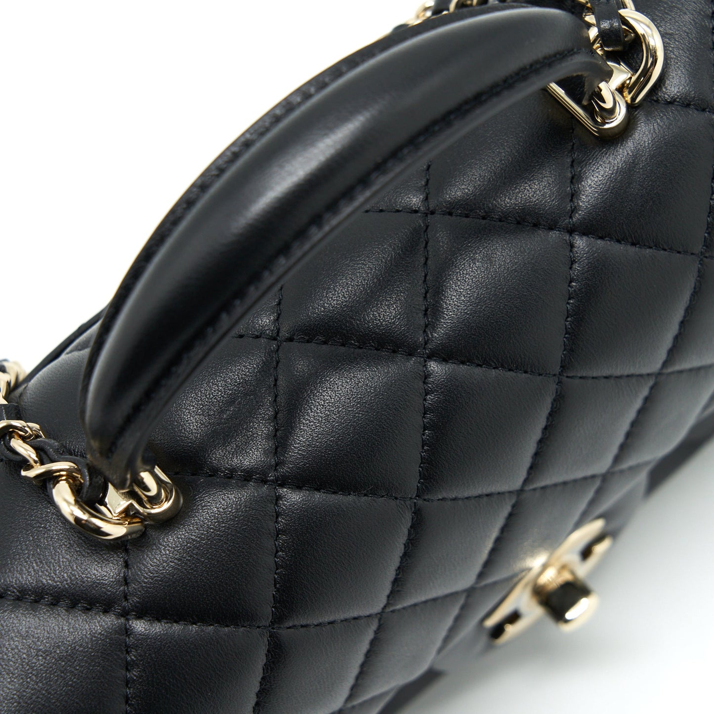 Chanel 22P Top Handle Mini Rectangular Flap Bag Lambskin Black L