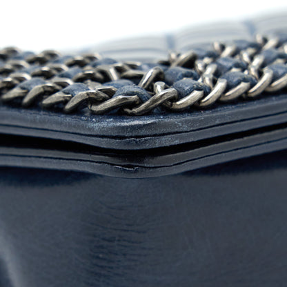 Chanel Medium Boy Bag Limited Edition with Chain Edge Aged Calfskin Navy Ruthenium Hardware