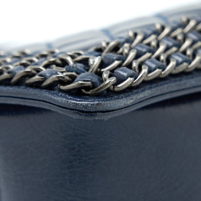 Chanel Medium Boy Bag Limited Edition with Chain Edge Aged Calfskin Navy Ruthenium Hardware