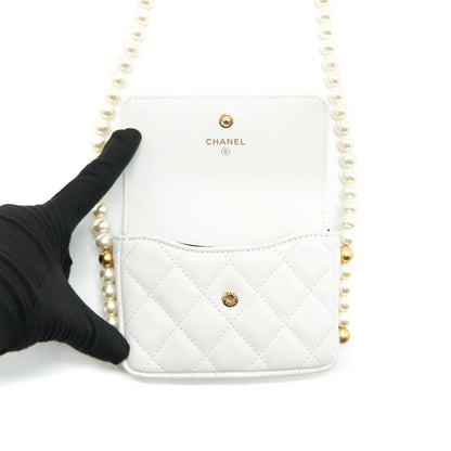 Chanel Pearl Crush Mini Crossbody Bag Lambskin White