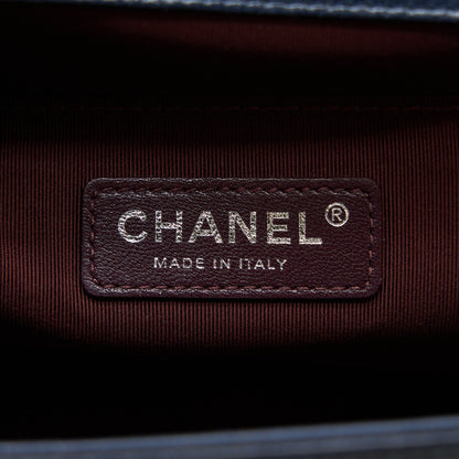 Chanel Medium Boy Bag Limited Edition with Chain Edge Aged Calfskin Navy Ruthenium Hardware