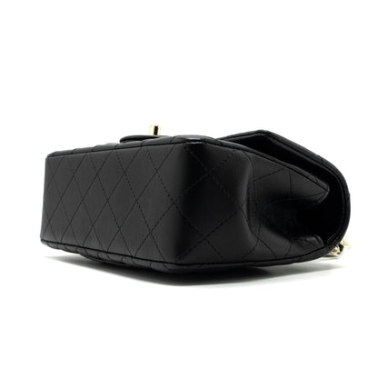 Chanel Top Handle Mini Rectangular Flap Bag Lambskin Black L(Microchip)