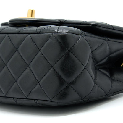 Chanel Pearl Crush Mini Square Flap Bag Lambskin Black  (Microchip)