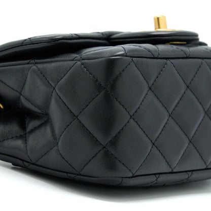 Chanel Pearl Crush Mini Square Flap Bag Lambskin Black  (Microchip)