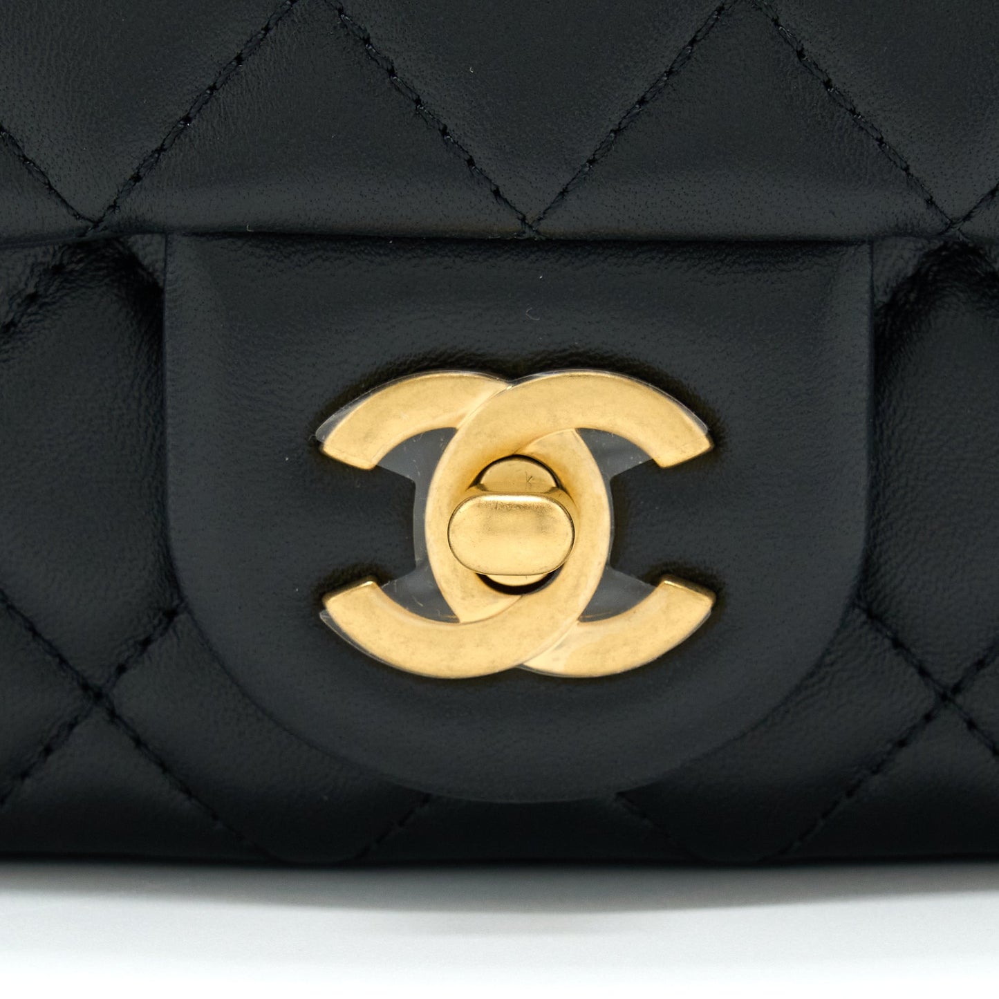 Chanel Pearl Crush Mini Square Flap Bag Lambskin Black  (Microchip)
