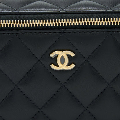 Chanel Pearl Crush Long Vanity Lambskin Black Brushed