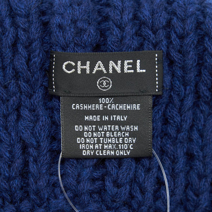 Chanel 21K CC Logo Cashmere Hat Blue