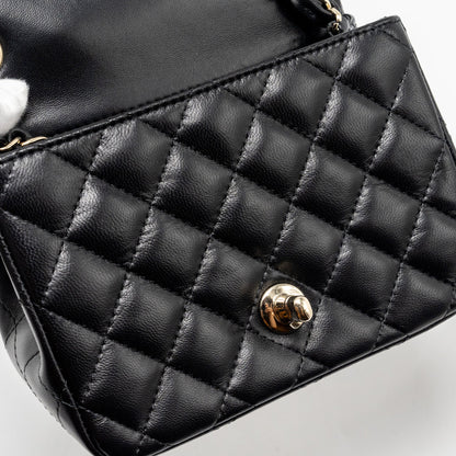 Chanel mini square flap bag lambskin black L (microchip)