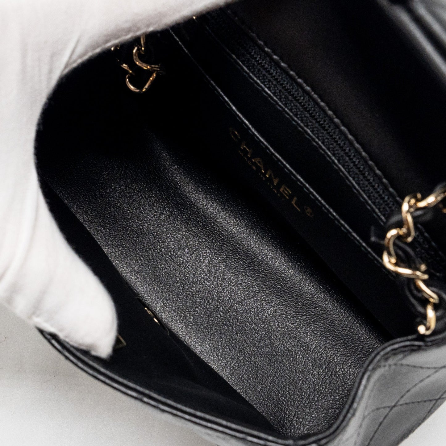 Chanel mini square flap bag lambskin black L (microchip)