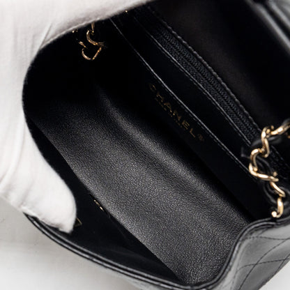 Chanel mini square flap bag lambskin black L (microchip)