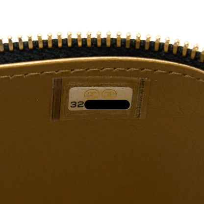 Chanel Pearl Crush Long Vanity Lambskin Black Brushed