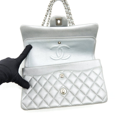 Chanel Medium Classic Flap Bag Silver Grey