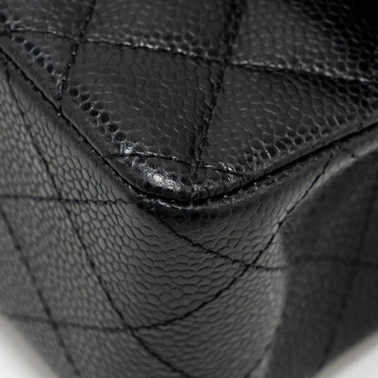 Chanel Small Classic Double Flap Bag Caviar Black  (Microchip)