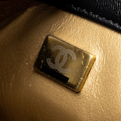 Chanel pearl crush mini square flap bag lambskin black  (microchip)