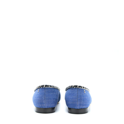 Chanel Size 39 Flat Shoes Denim Blue/Black