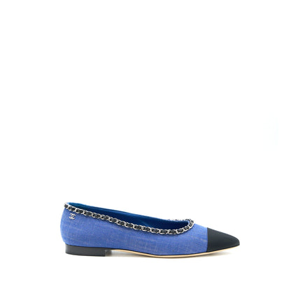 Chanel Size 39 Flat Shoes Denim Blue/Black