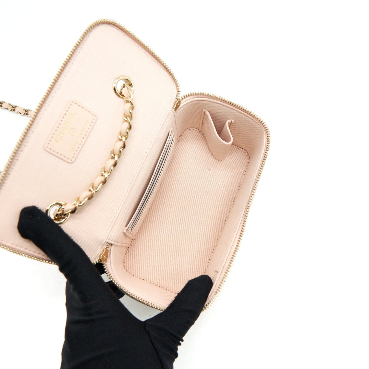 Chanel 22C Long Vanity With Chain Caviar Light Beige L