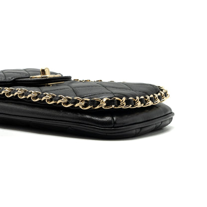 Chanel Phone Holder With Chain Lambskin Black L