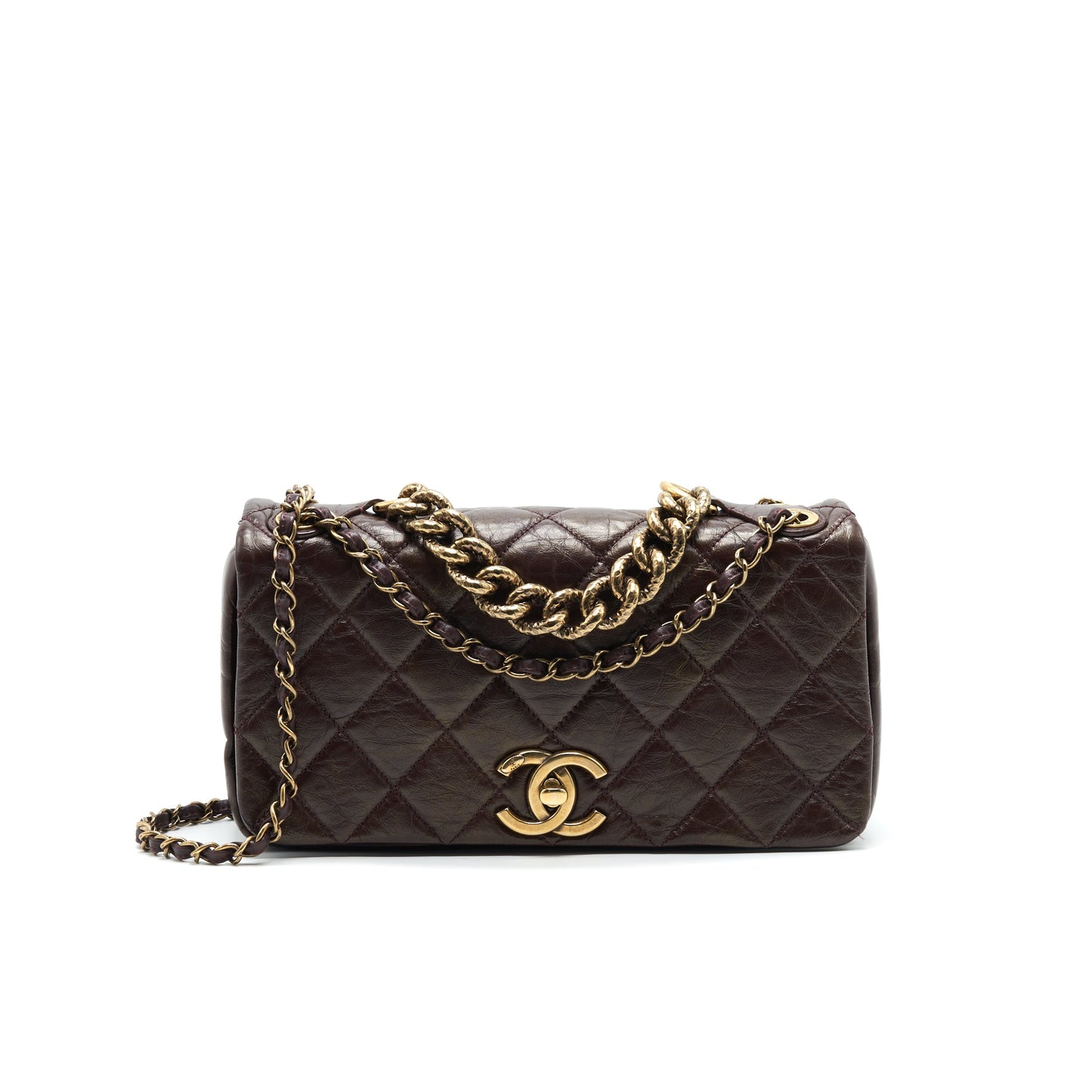 Chanel Calfskin Flap Bag with Chain Burgundy